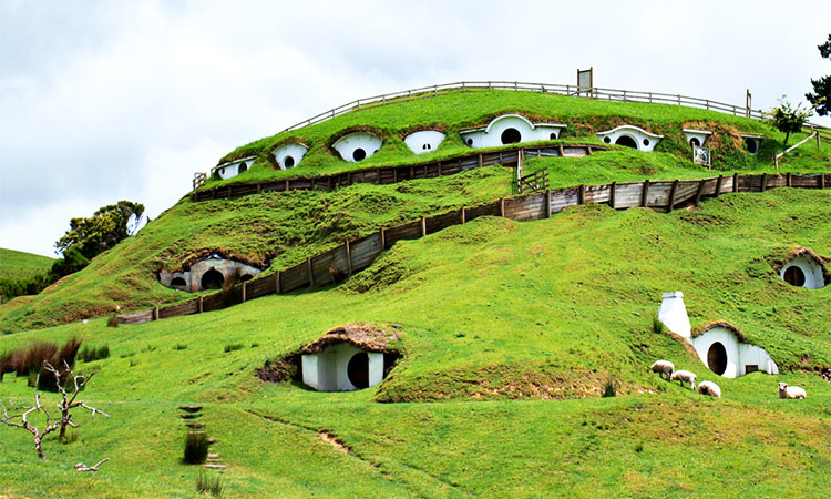 village hobbit en Nouvelle-Zélande